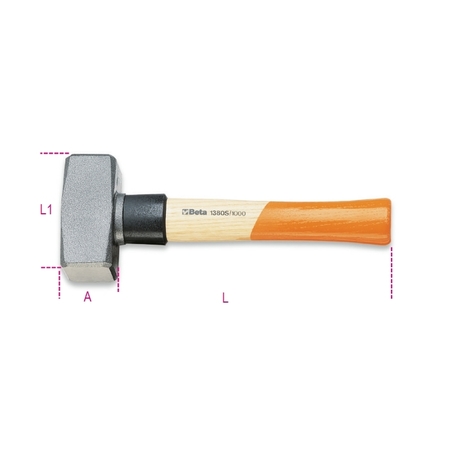 BETA Mason Club Hammer, Security, 1500g 013800415